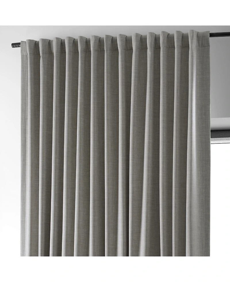 Half Price Drapes Dark Greige Extra Wide Performance Linen Hotel Blackout Curtain