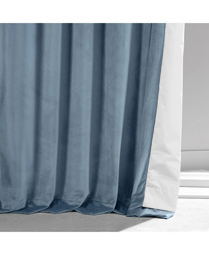 Half Price Drapes Copenhagen Blue Signature Plush Velvet Hotel Blackout Curtain