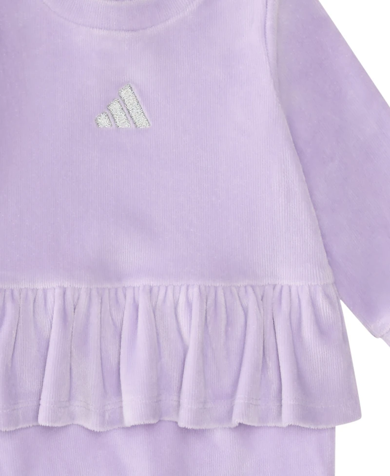 adidas Baby Girls Long-Sleeve Ruffle Waist Coverall