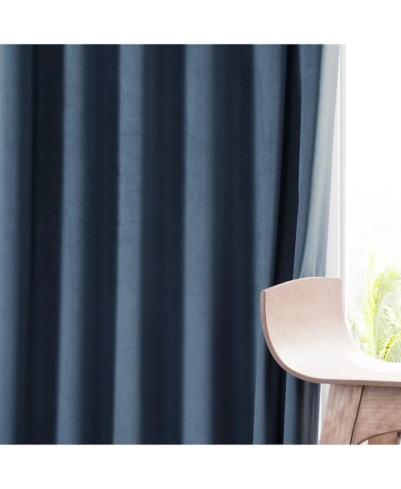 Half Price Drapes Varsity Blue Signature Plush Velvet Hotel Blackout Curtain