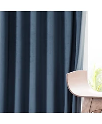 Half Price Drapes Varsity Blue Signature Plush Velvet Hotel Blackout Curtain