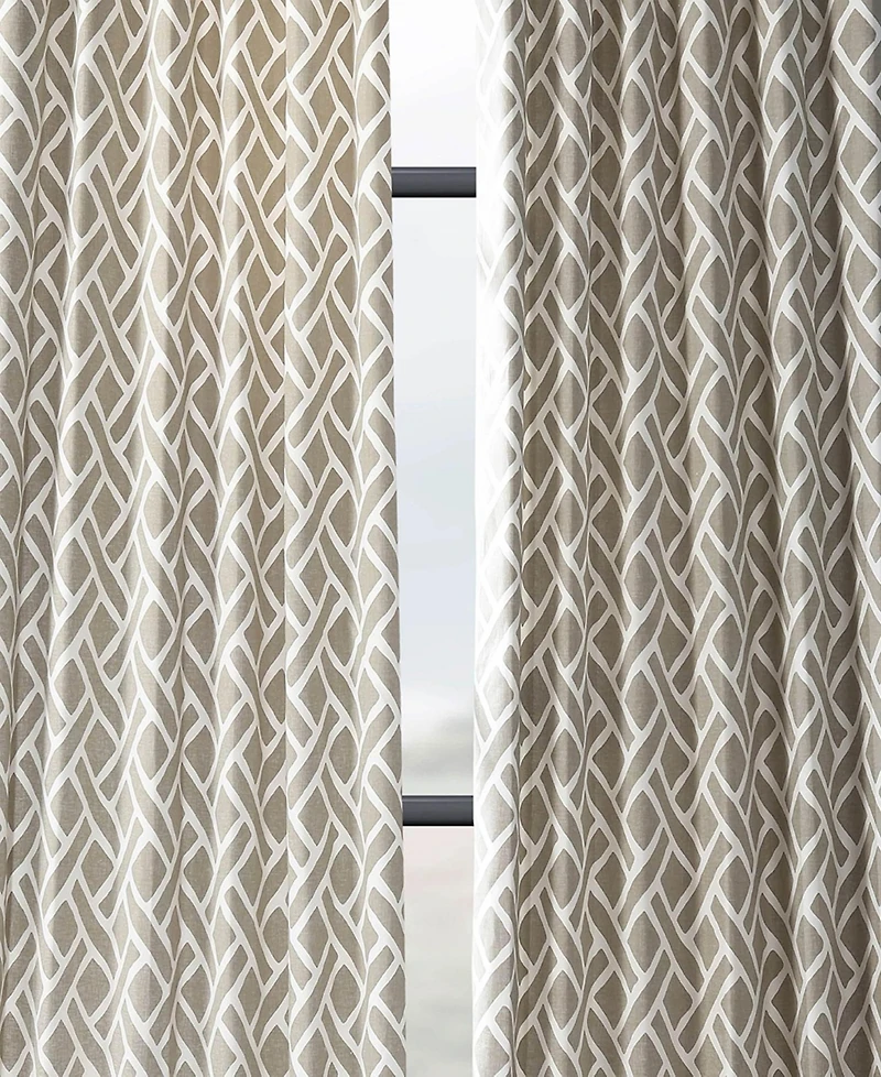 Half Price Drapes Martinique Taupe Geometric Printed Cotton Room Darkening Curtain