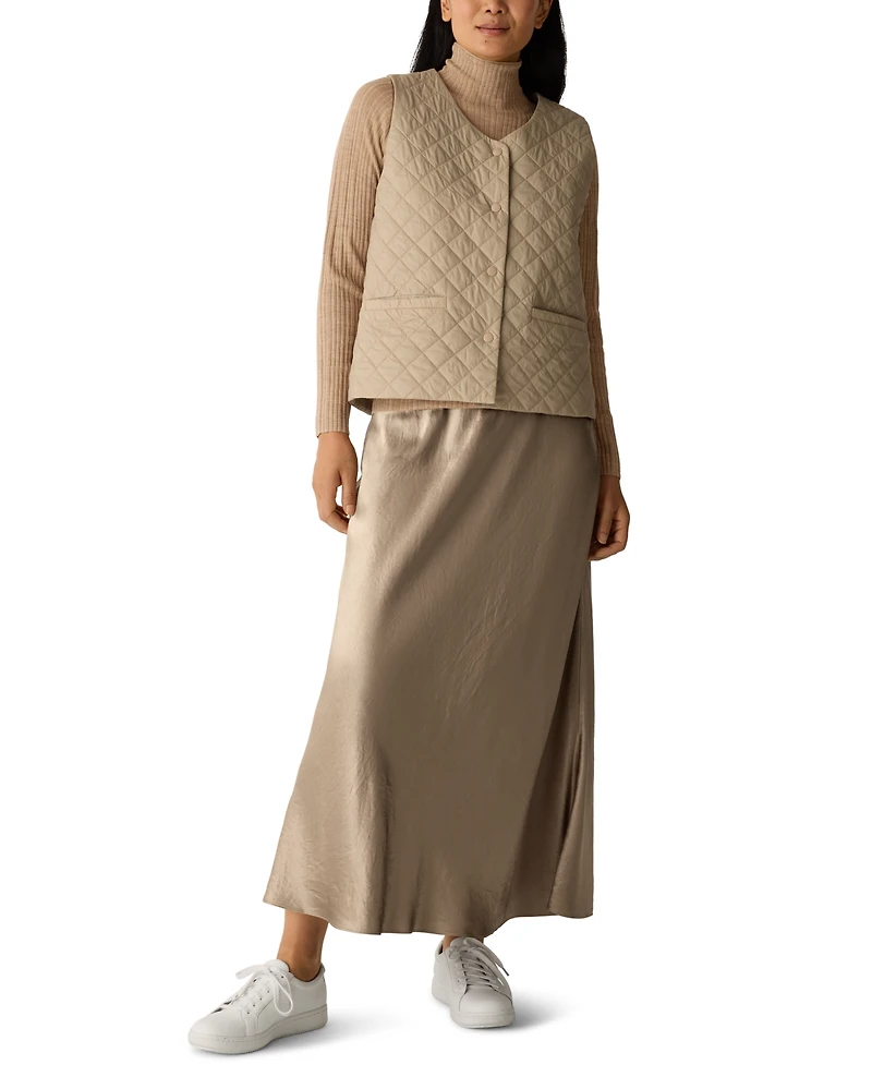 Eileen Fisher Women's V-Neck Quilted Sleeveless Vest