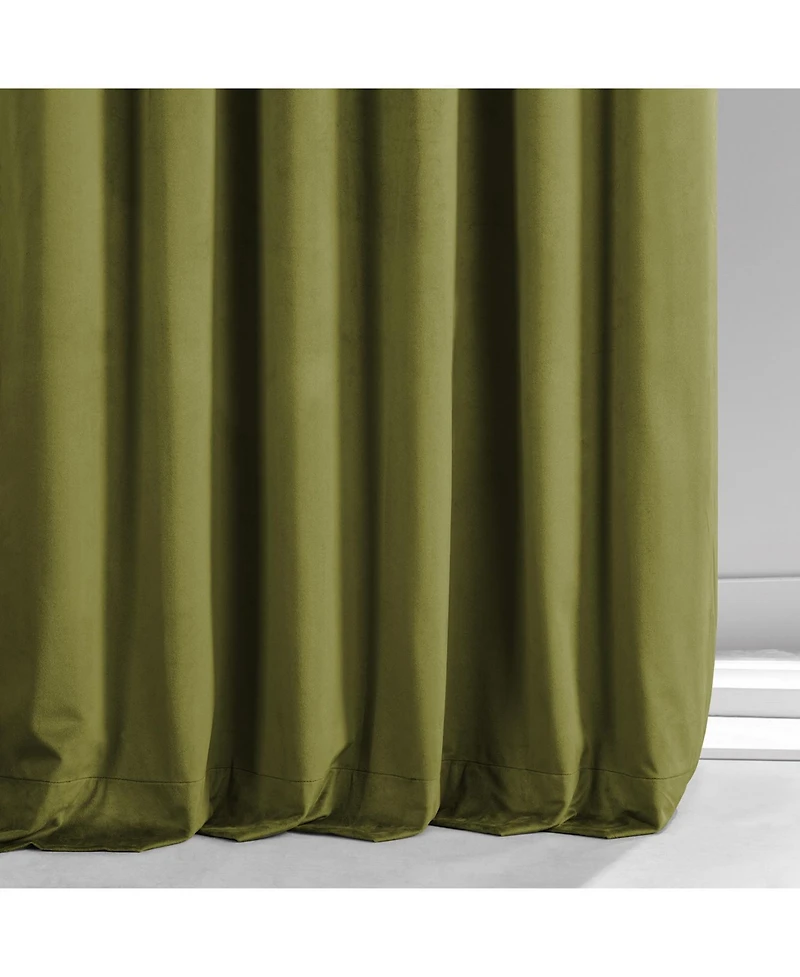 Half Price Drapes Jalapeno Green Signature Plush Velvet Hotel Blackout Curtain