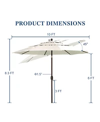 Aoodor Garden Market Umbrella - 10 Ft x 8.3 Outdoor Patio Round