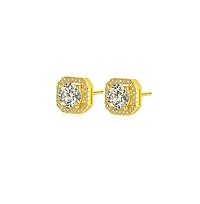 Serena Halo Stud Earrings Gold & White Plated