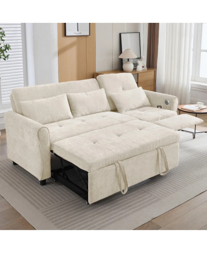 2-in-1 Sofa 82 Inches Three-seater with a Bed and Reversible Recliner for Living Room