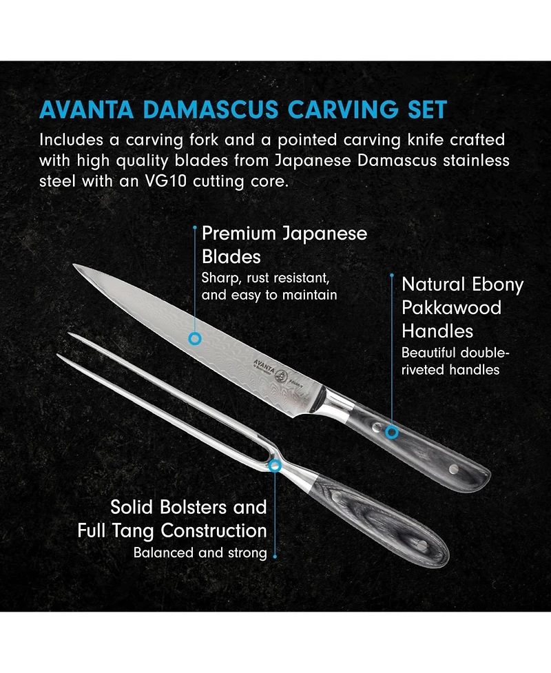 Messermeister Avanta Damascus 2 Pc Carving Set