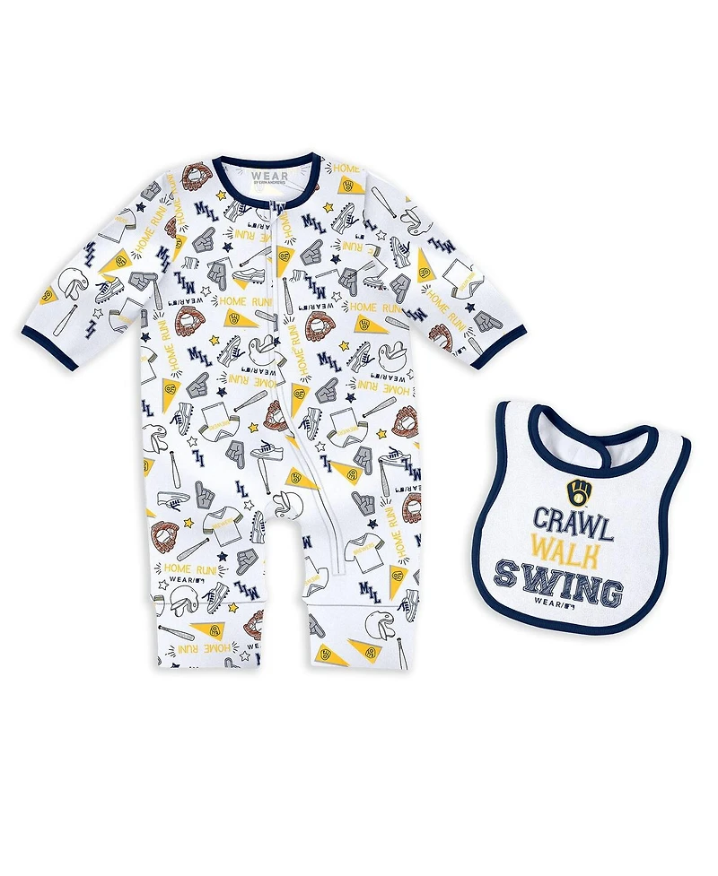Wear by Erin Andrews Baby Boys and Girls 2-Piece Milwaukee Brewers Sleep Play Set