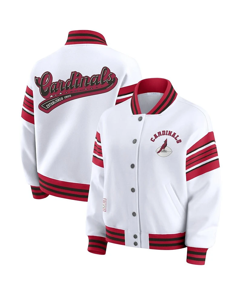 Wear by Erin Andrews Women's White Arizona Cardinals Full-Snap Fleece Sweatshirt Jacket