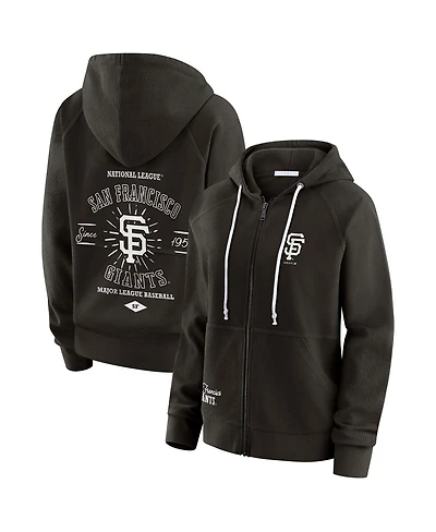 Wear by Erin Andrews Women's Black San Francisco Giants Vintage Full-Zip Raglan Hoodie
