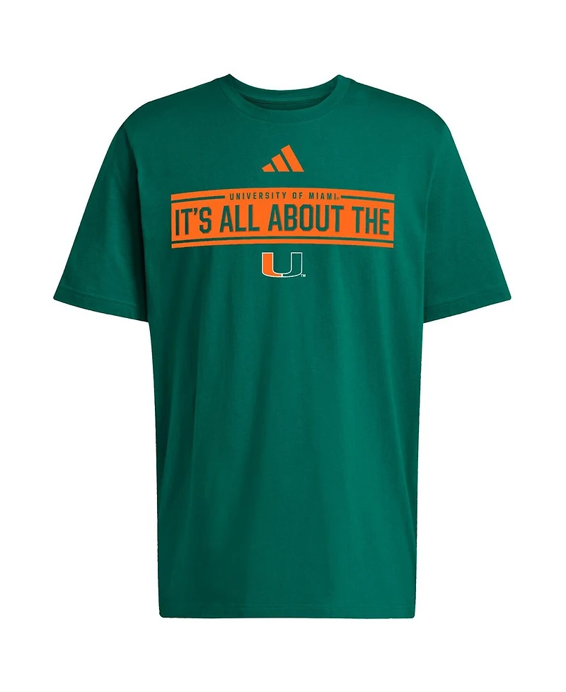 Adidas Men's Green Miami Hurricanes Locker Slogan Pre-Game T-Shirt