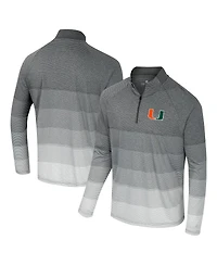 Colosseum Men's Gray Miami Hurricanes Ai Striped Mesh Quarter-Zip Raglan Windshirt Jacket
