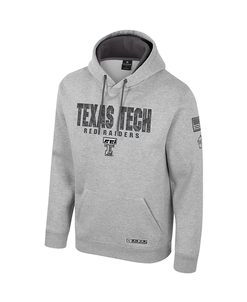 Colosseum Men's Heather Gray Texas Tech Red Raiders Oorah Oht Military Appreciation Pullover Hoodie