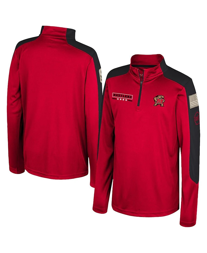 Colosseum Big Boys and Girls Red Maryland Terrapins Oht Military Appreciation Cyclone Quarter-Zip Windshirt