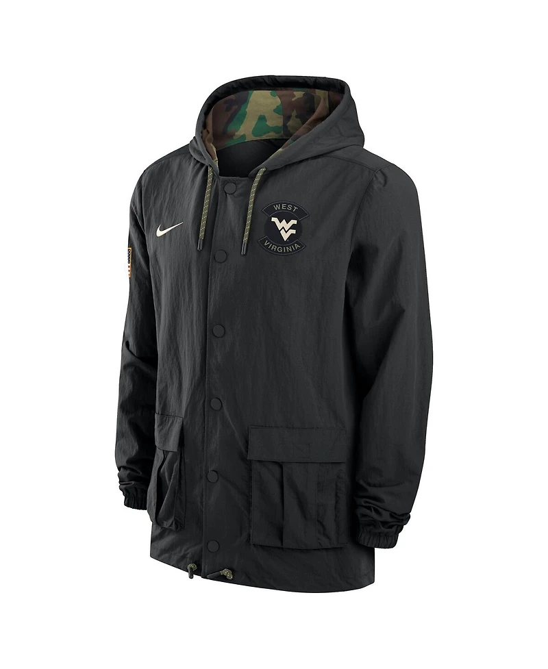 Nike Men's Black West Virginia Mountaineers 2025 Ncaa Military Appreciation Full-Snap Jacket