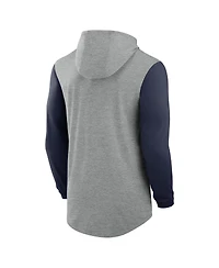 Nike Men's Gray/Navy Auburn Tigers Basketball Color-Block Tri-Blend Dri-fit Long Sleeve Hoodie T-Shirt