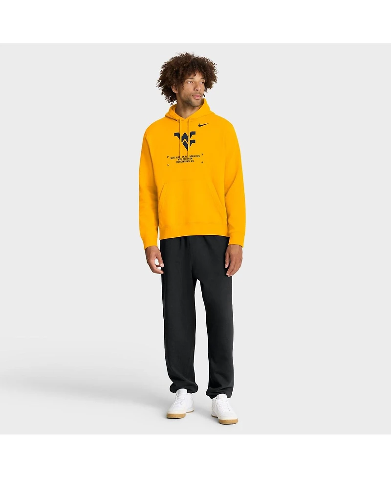 Nike Men's Gold West Virginia Mountaineers Basketball Two-Hit Club Fleece Pullover Hoodie