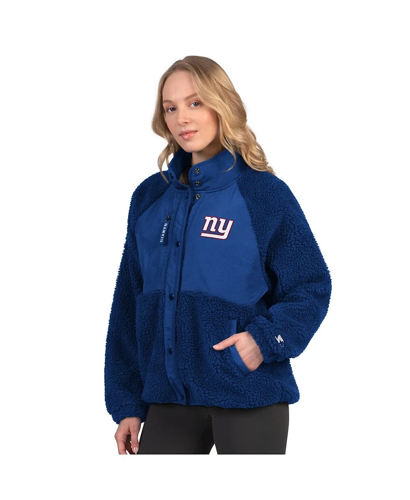 Starter Women's Royal New York Giants On the Ball Sherpa Jacket