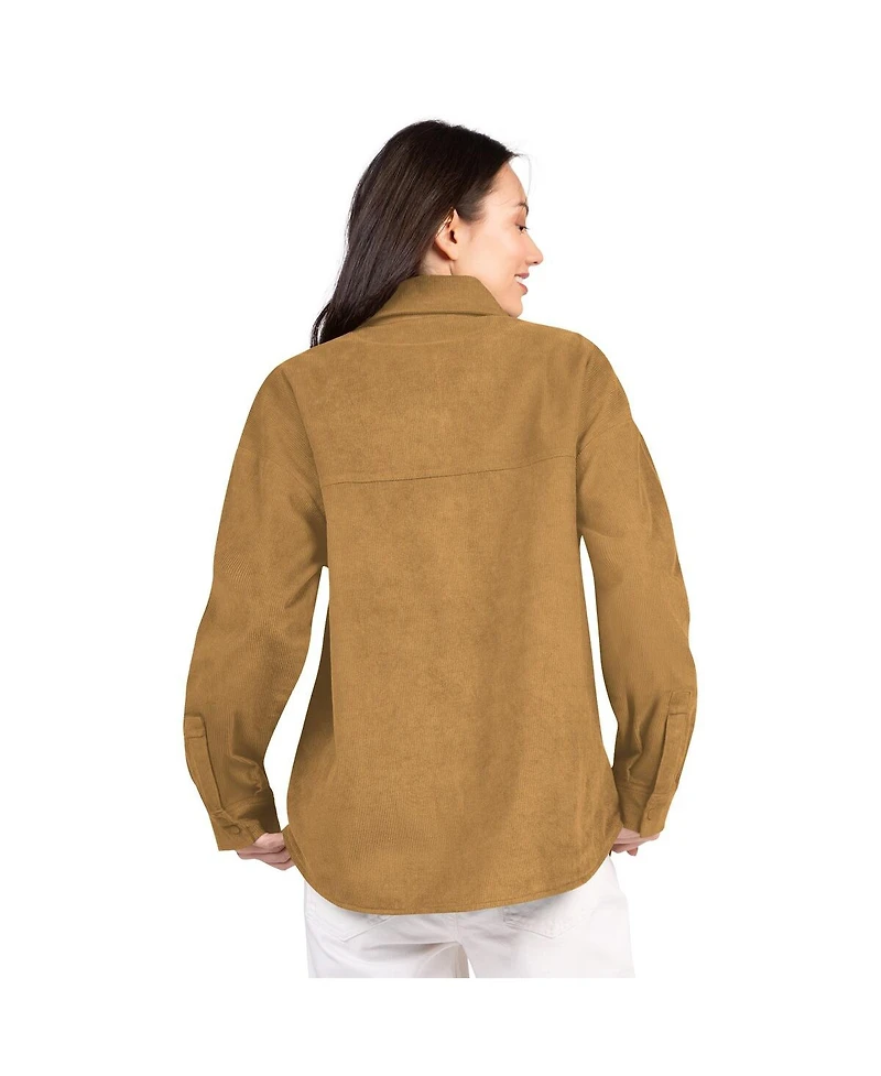 G-iii 4Her by Carl Banks Women's Brown Detroit Lions Re-Match Corduroy Full-Snap Shacket