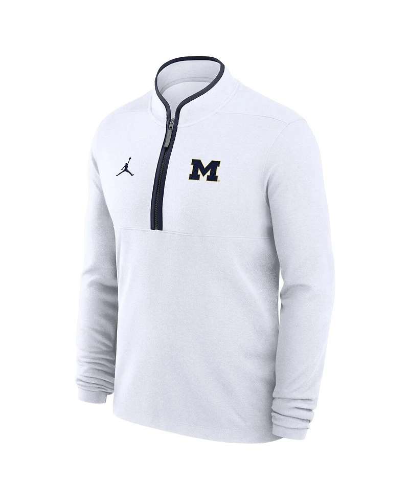 Jordan Men's White Michigan Wolverines Courtside Victory Dri-fit Half-Zip Pullover Sweatshirt
