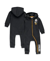 Wear by Erin Andrews Baby Boys and Girls Newborn Black Pittsburgh Steelers Hooded Fleece Full-Zip Coverall