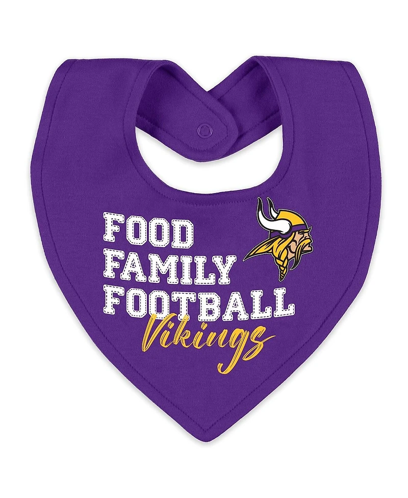 Wear by Erin Andrews Baby Boys and Girls Newborn 2-Piece Minnesota Vikings Sleep Play Full-Zip Sleeper Bib Set