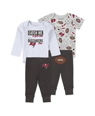 Wear by Erin Andrews Baby Boys and Girls Newborn 3-Piece Tampa Bay Buccaneers Turn Me Around Bodysuits Pant Set