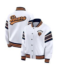 Wear by Erin Andrews Women's White Chicago Bears Plus Full-Snap Fleece Sweatshirt Jacket