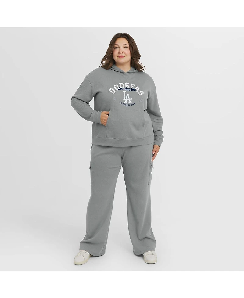 Wear by Erin Andrews Women's 2-Piece Gray Los Angeles Dodgers Plus Waffle-Knit Long-Sleeve Hoodie and Lounge Pant Set