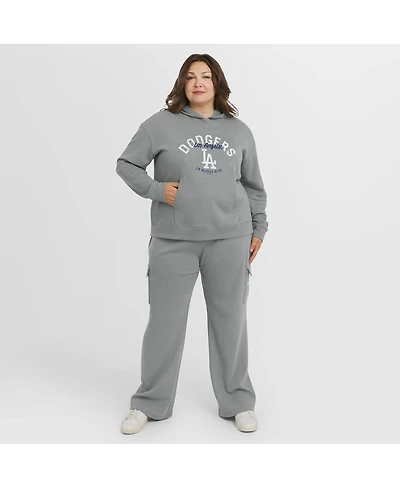 Wear by Erin Andrews Women's 2-Piece Gray Los Angeles Dodgers Plus Waffle-Knit Long-Sleeve Hoodie and Lounge Pant Set