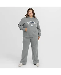 Wear by Erin Andrews Women's 2-Piece Gray Los Angeles Dodgers Plus Waffle-Knit Long-Sleeve Hoodie and Lounge Pant Set