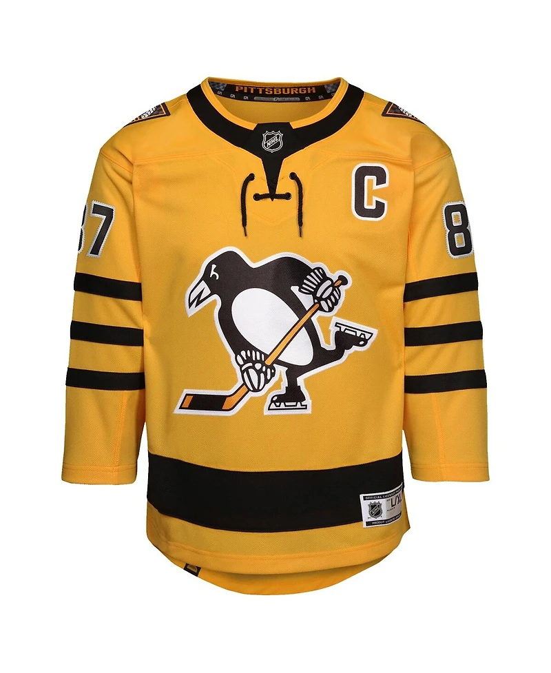 Outerstuff Big Boys and Girls Sidney Crosby Gold Pittsburgh Penguins Alternate Replica Player Jersey