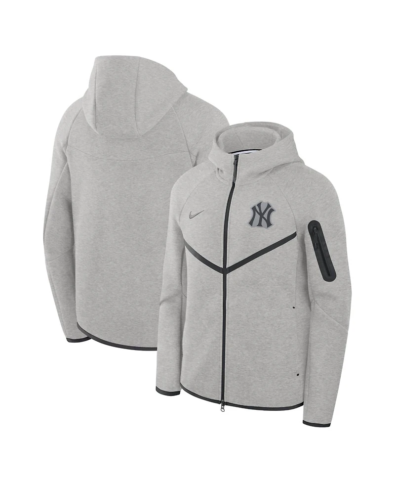 Nike Men's Heather Charcoal New York Yankees Tech Fleece Windrunner Full-Zip Hoodie Jacket