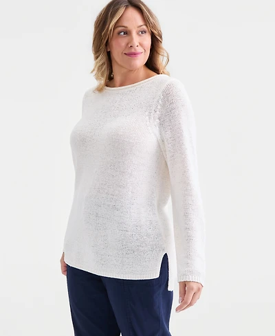 Style & Co Plus Boat-Neck Tape Yarn Sweater, Macy's Exclusive