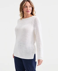 Style & Co Plus Boat-Neck Tape Yarn Sweater, Macy's Exclusive