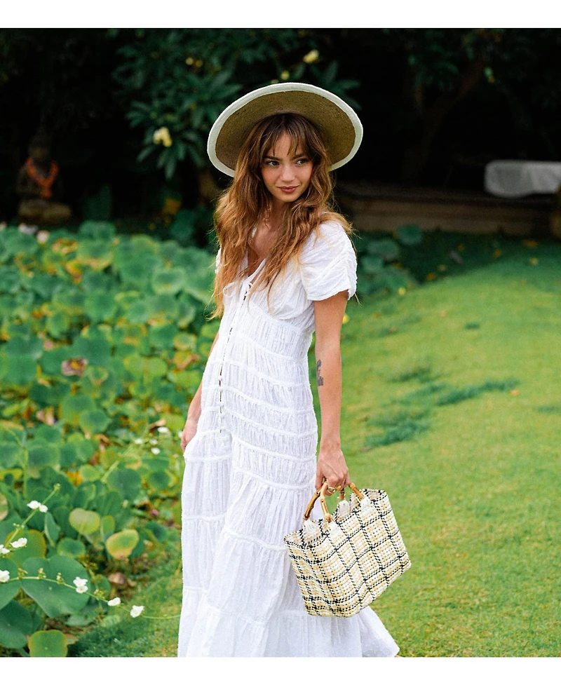 BrunnaCo Loretta Linen Jute Hat in Off White