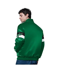 Starter Men's Kelly Green Philadelphia Eagles Triple Option Satin Varsity Vintage Logo Full-Snap Jacket