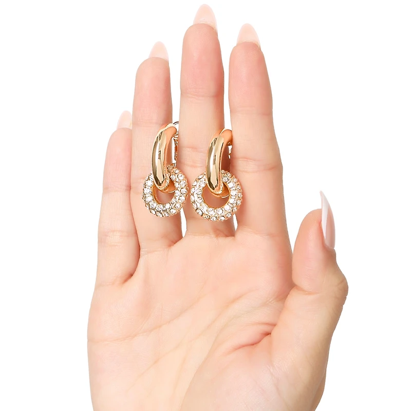Bcbg Pave and Polished Gold-Tone Double Hoop Earrings