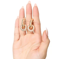 Bcbg Pave and Polished Gold-Tone Double Hoop Earrings