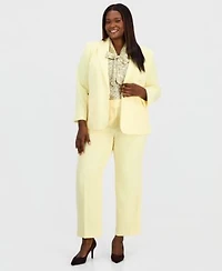 Kasper Single Button Blazer Tie Neck Blouse Slim Pants
