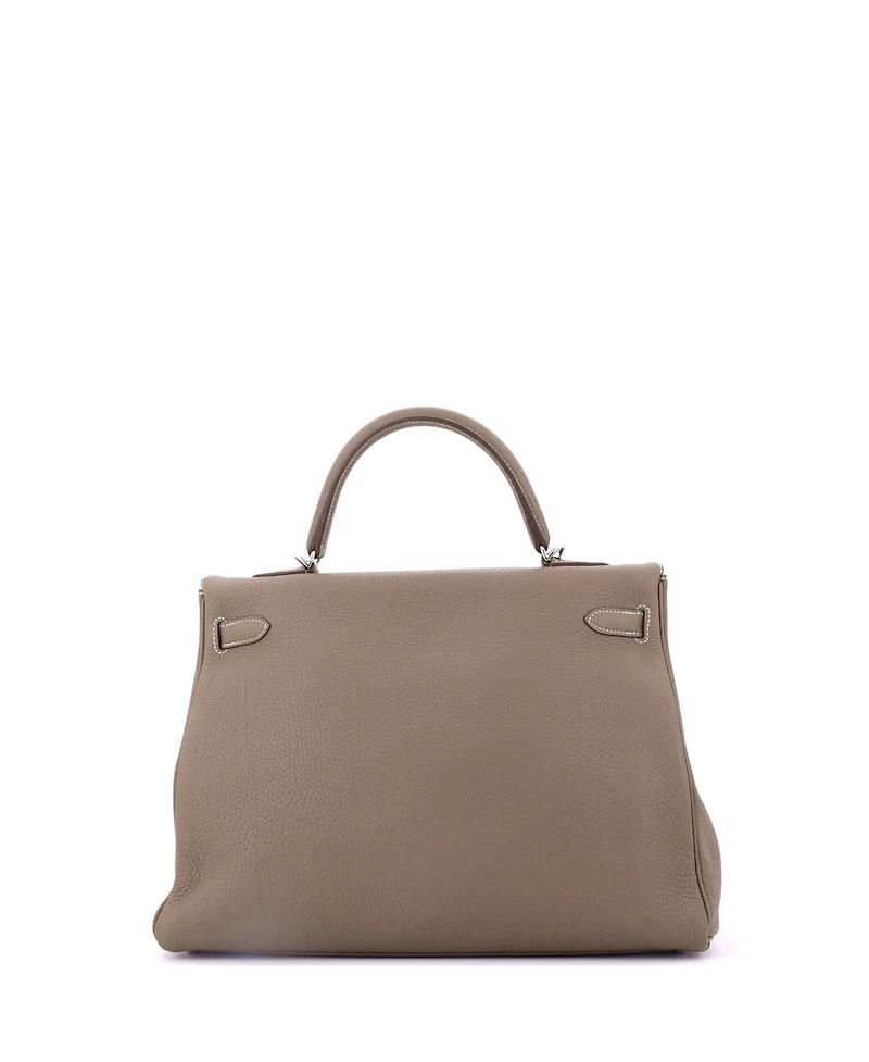 Pre-Owned HERMES Kelly 35 Handbag Grey Togo with Palladium Hardware