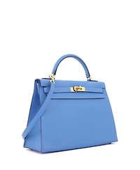 Pre-Owned Hermes Kelly 32 Handbag Blue Epsom with Gold Hardware