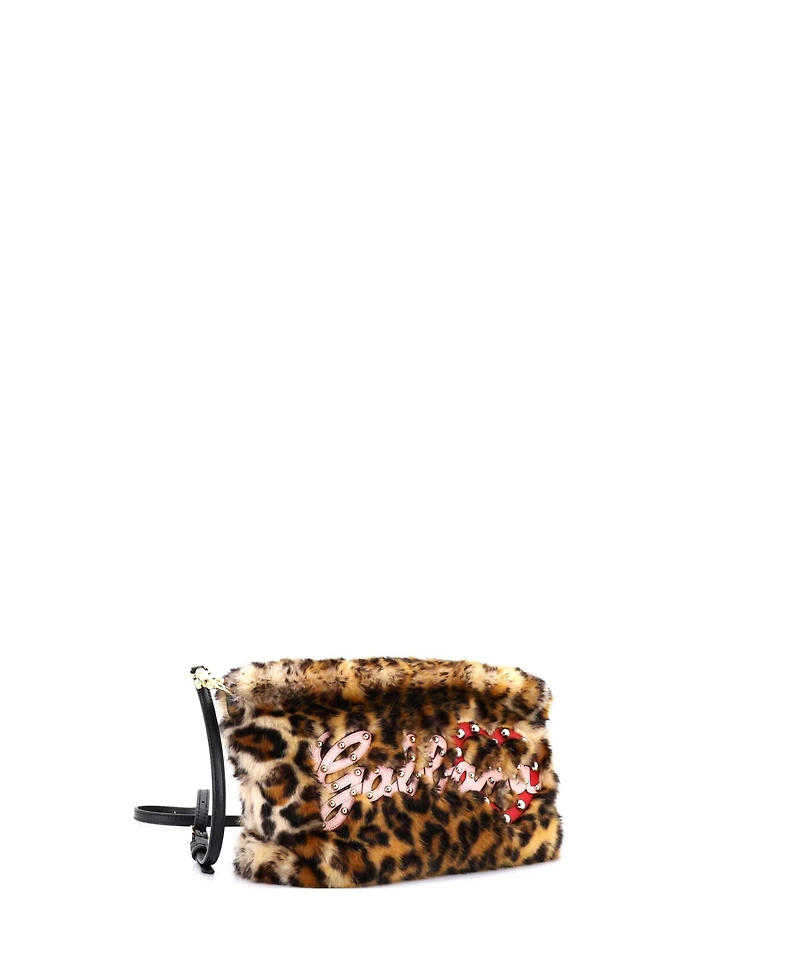 Pre-Owned Dolce & Gabbana Cleo Crossbody Bag Embellished Faux Fur