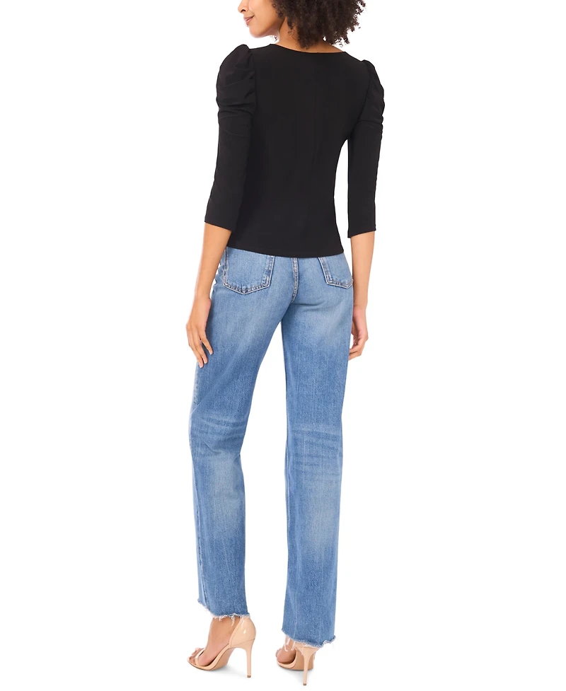 Sam & Jess Petite Mutton Sleeve Pull-On Top