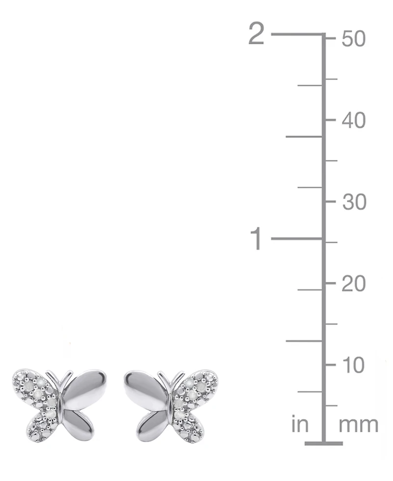 Macy's Diamond Butterfly Earrings (1/10 ct. t.w.) in Sterling Silver (also in 14K Gold-Plated Sterling Silver)