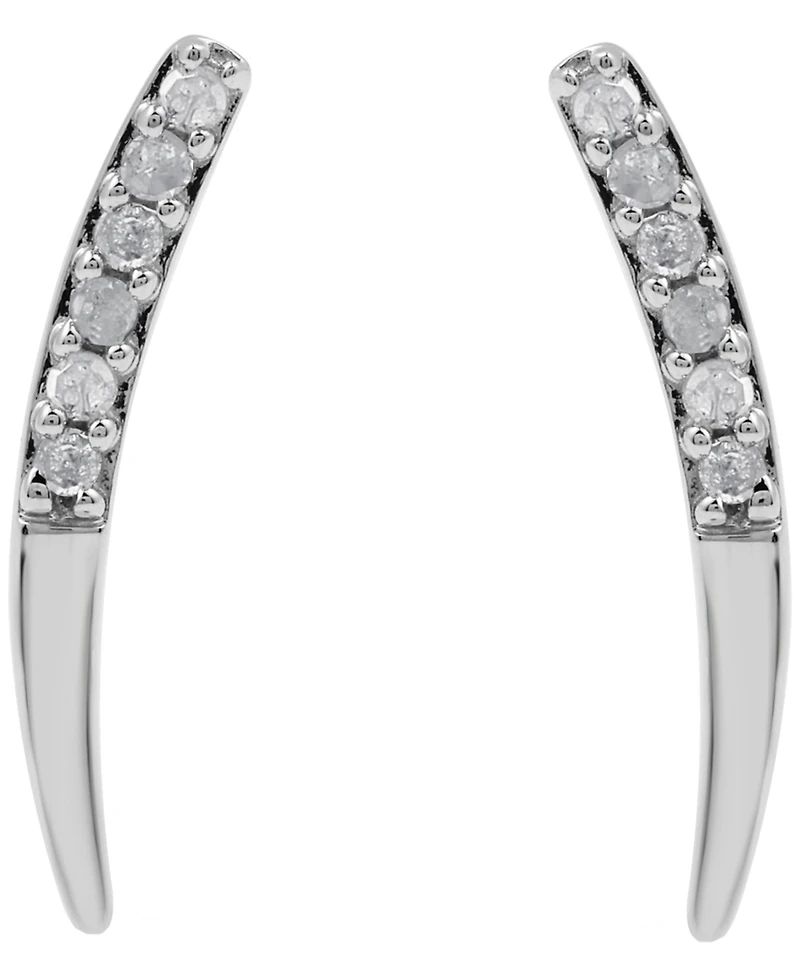 Macy's Diamond Curve Earrings (1/10 ct. t.w.) in Sterling Silver