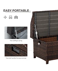 Outsunny Pe Rat Patio Storage Bench w/ Interior Waterproof Cloth Bag