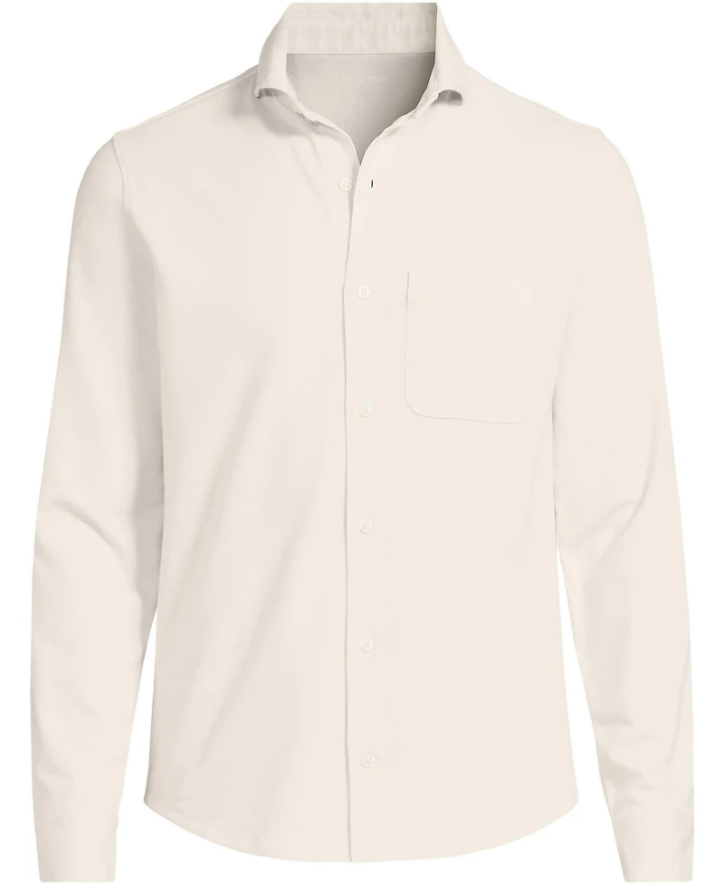 Lands' End Men's Long Sleeve Knit Travel Kit Oxford Shirt
