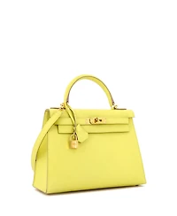 Pre-Owned HERMES Kelly 28 Handbag Yellow Epsom with Gold Hardware